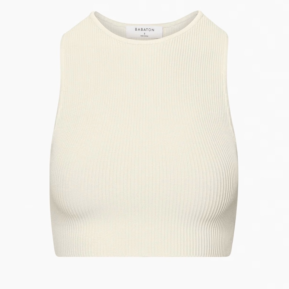 Aritzia Cream Ribbed Cropped Tank - Picture 2 of 8